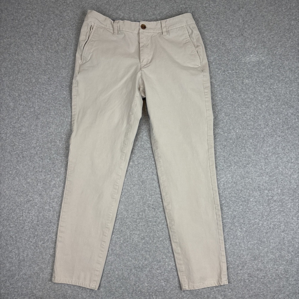 Bonobos Pants Mens 30x28 Beige Slim Taper Chino Stretch Flat Front Cotton